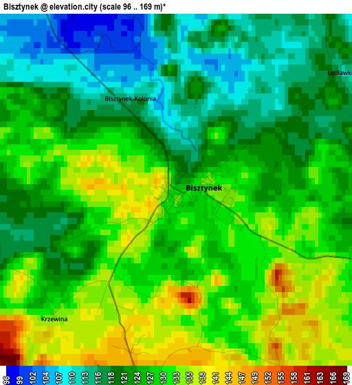 Bisztynek elevation map