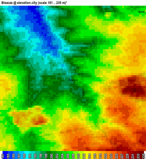 Biszcza elevation map