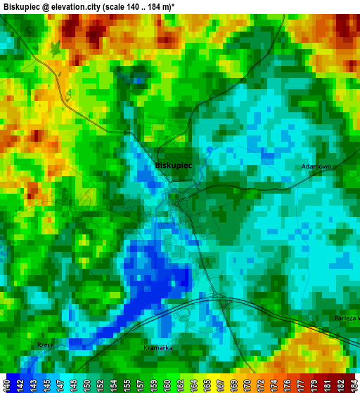 Biskupiec elevation map