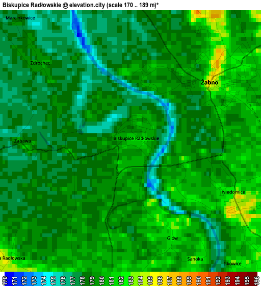 Biskupice Radłowskie elevation map