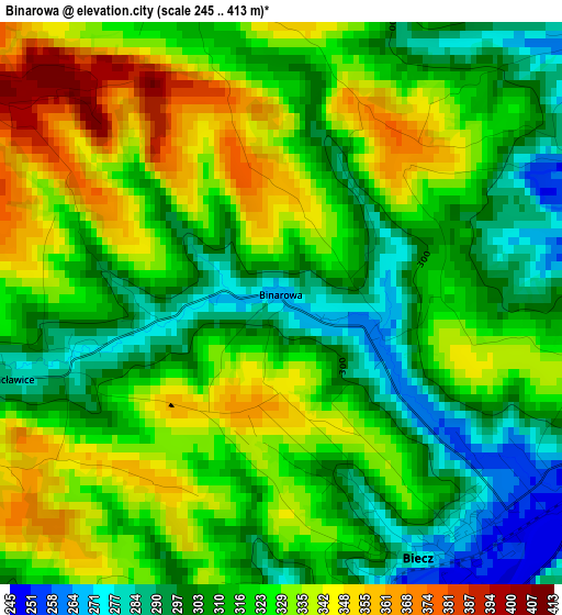 Binarowa elevation map