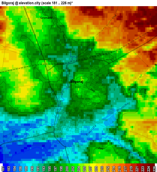 Biłgoraj elevation map