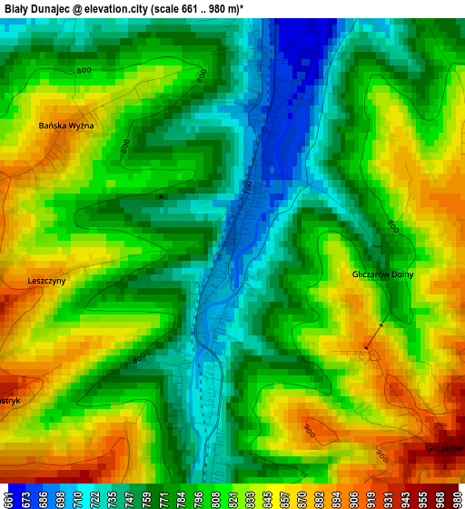 Biały Dunajec elevation map