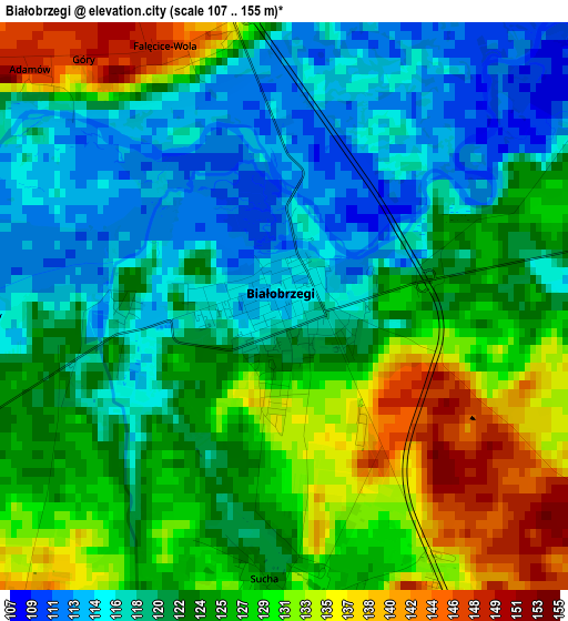 Białobrzegi elevation map