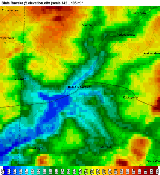 Biała Rawska elevation map