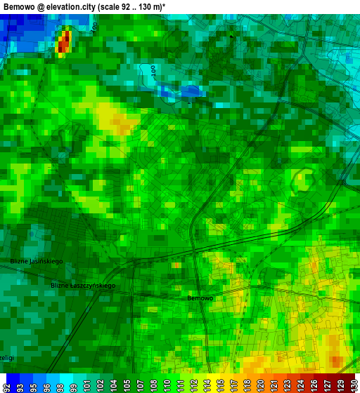 Bemowo elevation map