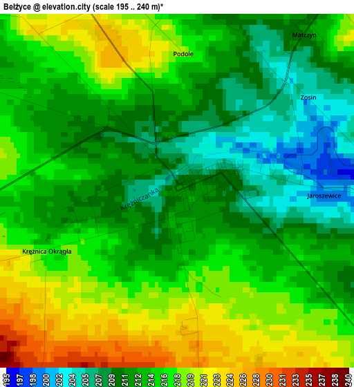 Bełżyce elevation map