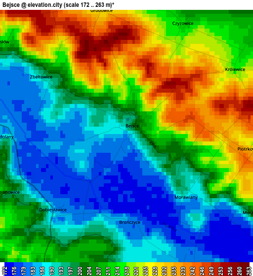 Bejsce elevation map