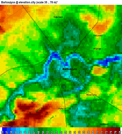 Bartoszyce elevation map