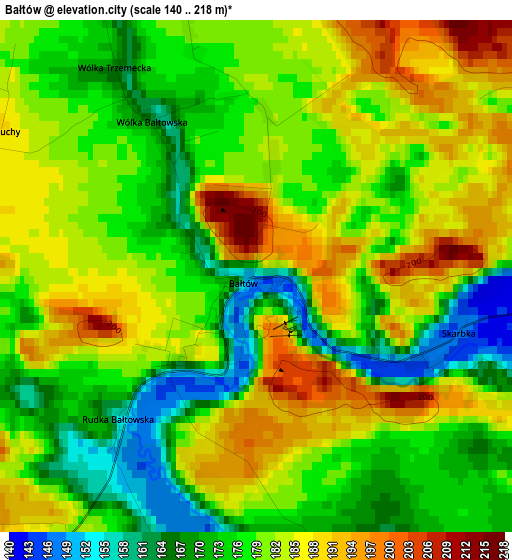 Bałtów elevation map