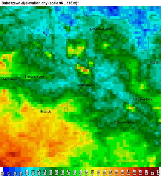 Baboszewo elevation map