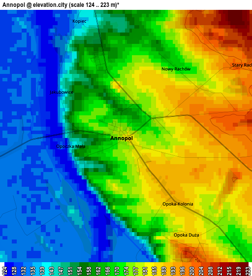 Annopol elevation map