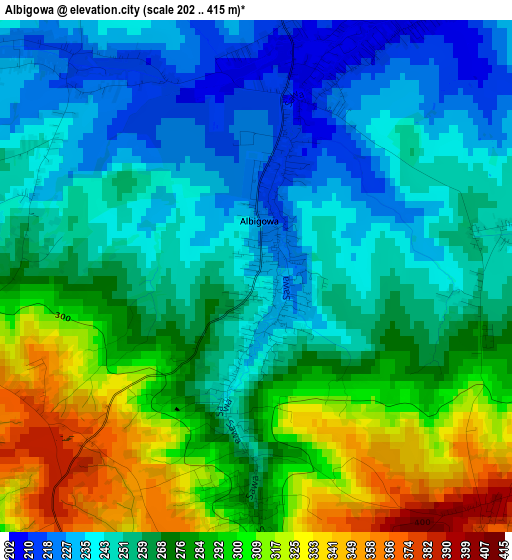 Albigowa elevation map