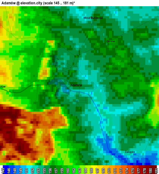 Adamów elevation map