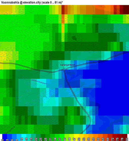 Vuonnabahta elevation map