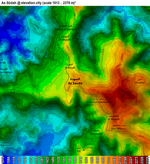 As Sūdah elevation map