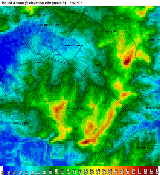 Mount Annan elevation map