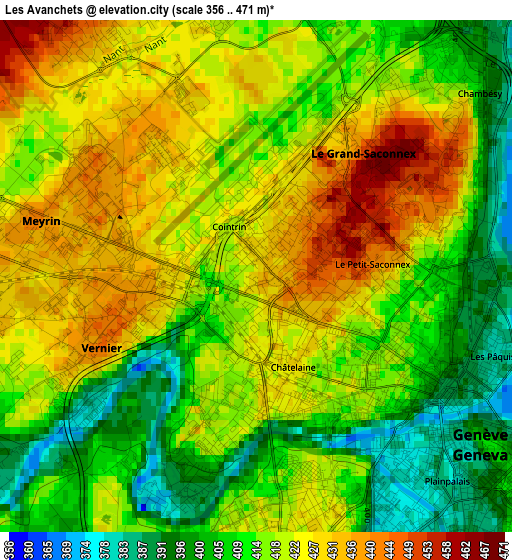 Les Avanchets elevation map