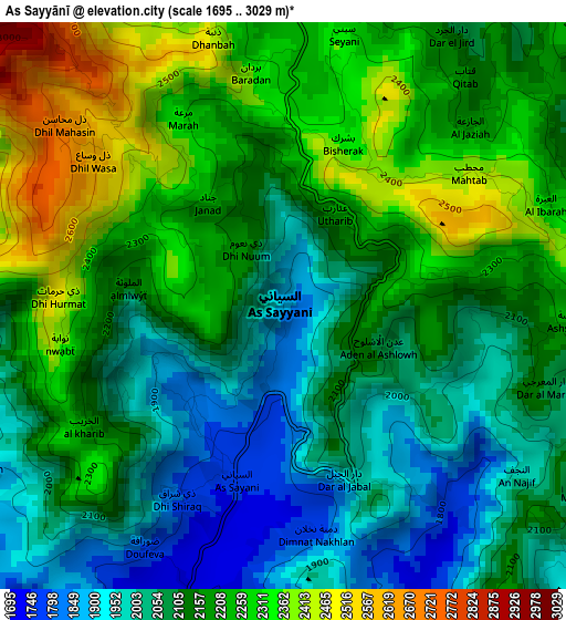 As Sayyānī elevation map