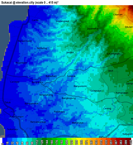 Sukacai elevation map