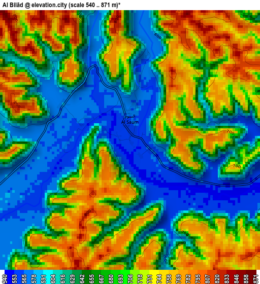 Al Bilād elevation map