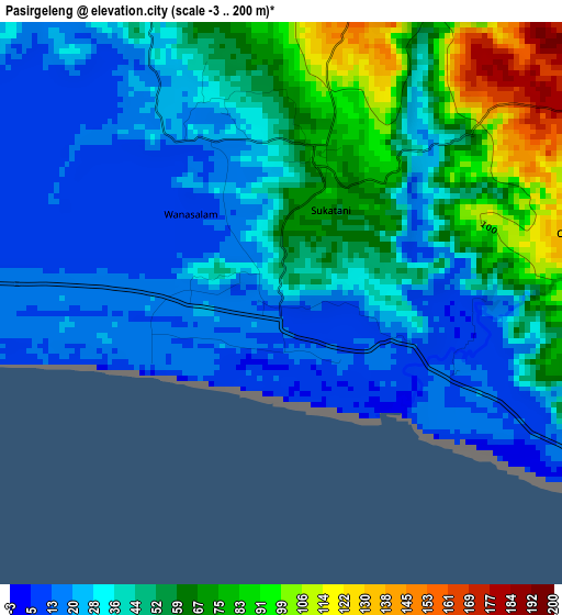 Pasirgeleng elevation map