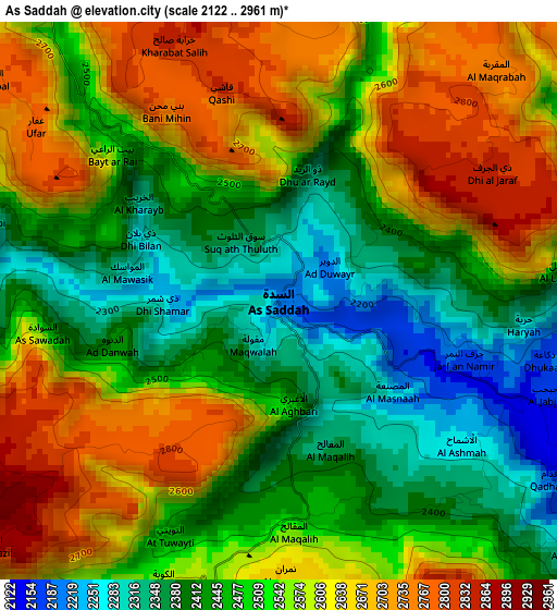 As Saddah elevation map