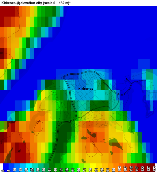 Kirkenes elevation map