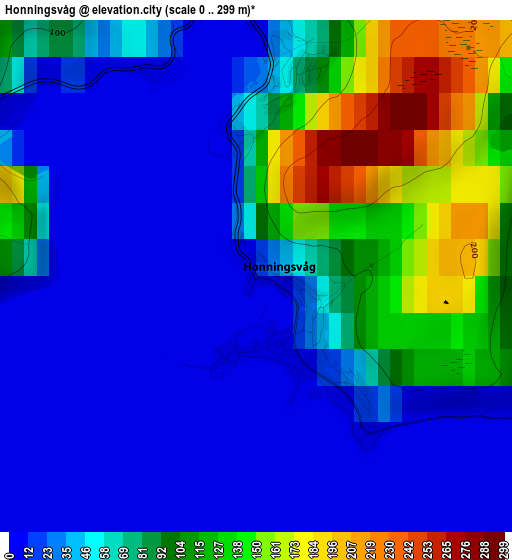 Honningsvåg elevation map