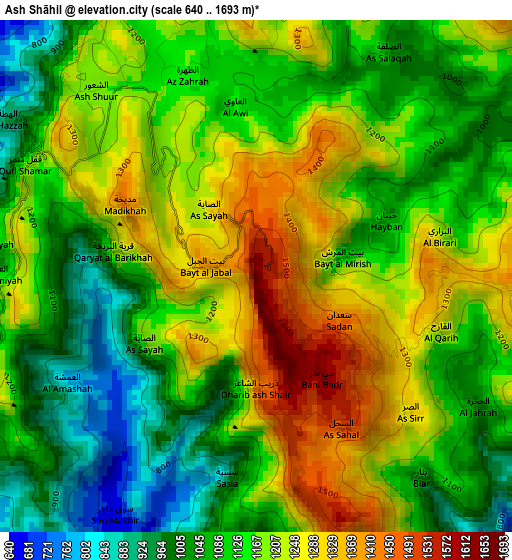 Ash Shāhil elevation map