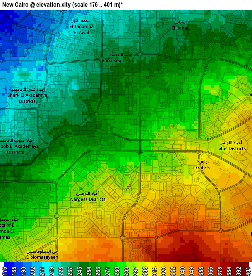New Cairo elevation map
