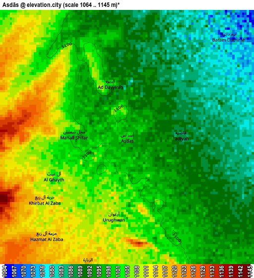 Asdās elevation map