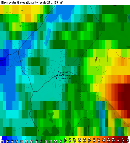 Bjørnevatn elevation map