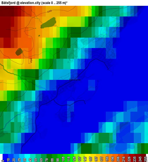 Båtsfjord elevation map