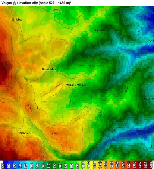 Velçan elevation map