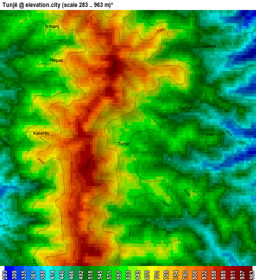 Tunjë elevation map