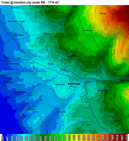 Tomin elevation map