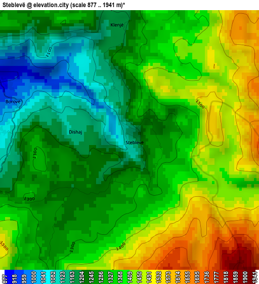 Steblevë elevation map