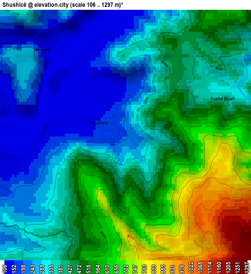 Shushicë elevation map