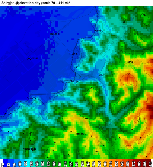 Shirgjan elevation map