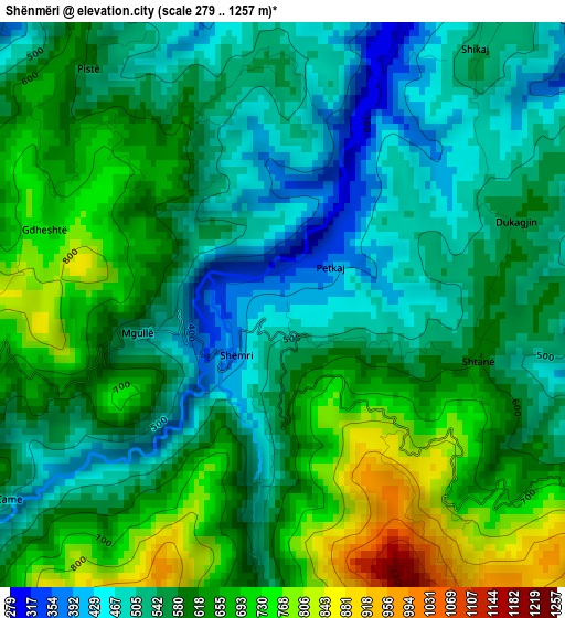 Shënmëri elevation map