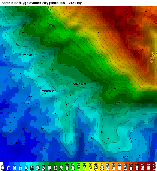 Saraqinishtë elevation map