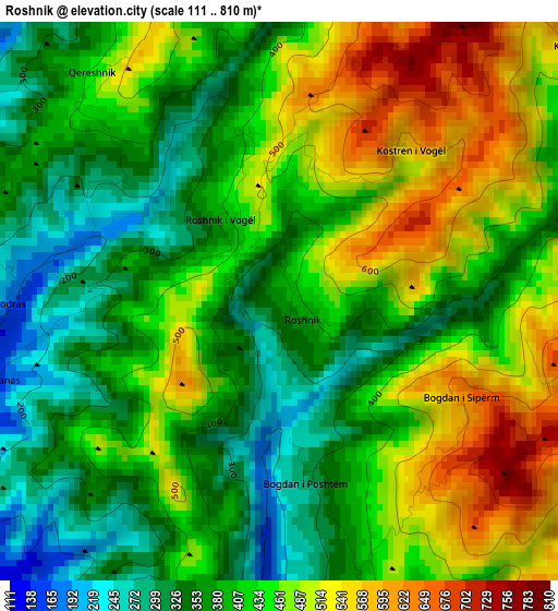 Roshnik elevation map