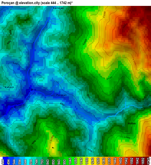 Poroçan elevation map