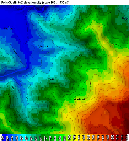 Polis-Gostimë elevation map