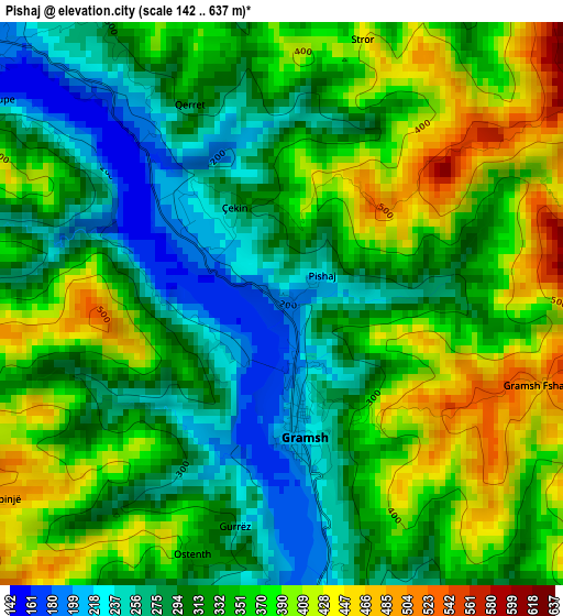 Pishaj elevation map