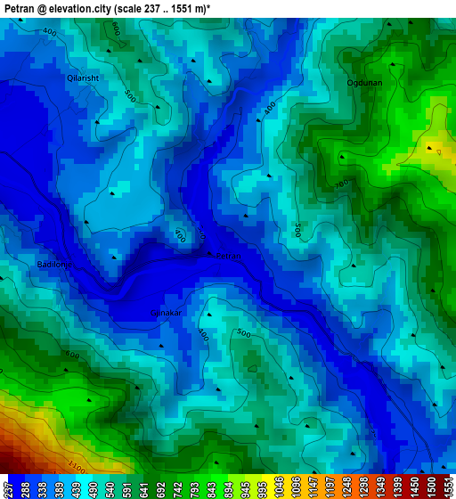 Petran elevation map