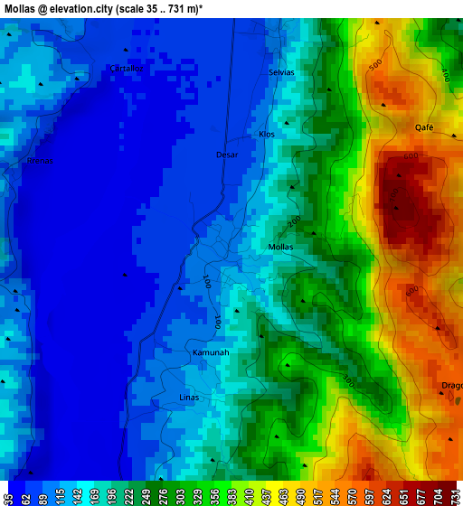 Mollas elevation map