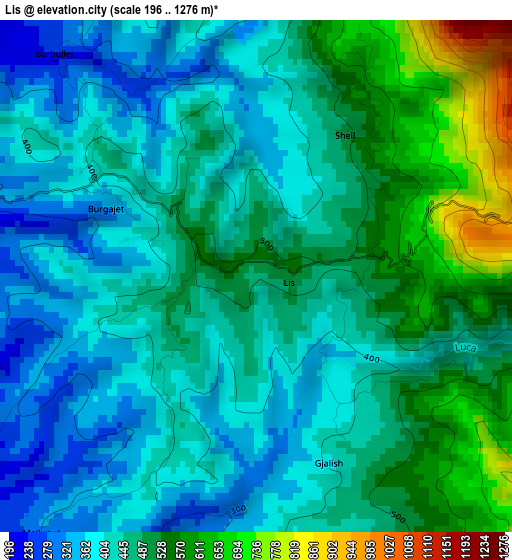 Lis elevation map