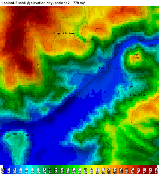 Labinot-Fushë elevation map